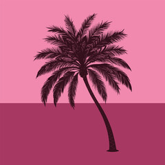 Fototapeta premium Palm Tree Silhouette Graphic Design on Pink Background 
