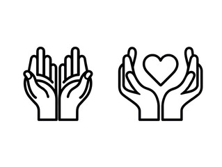 Obraz premium Hands Holding a Heart: A symbolic representation of care and support, with two pairs of hands, one pair outstretched in offering, and another gently cradling a heart, rendered in a clean.