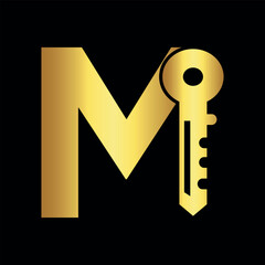 Initial Wave Logo combine with letter M vector template