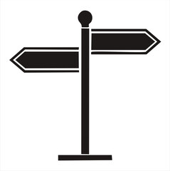 Simple black and white directional signpost icon