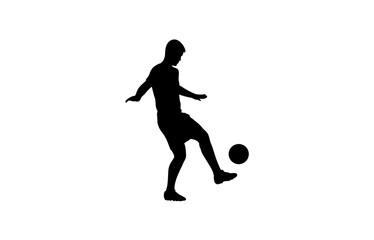 A football player is practicing football on the football field silhouette .