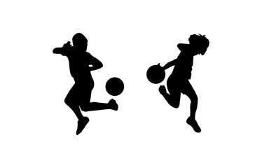 Two football players are practicing football on the football field vector.