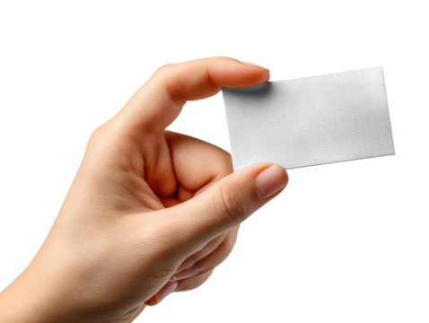 hand holding a blank business card isolated