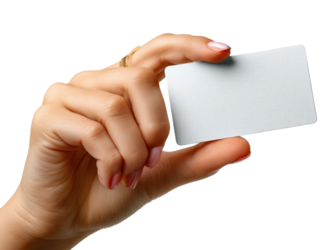 hand holding blank business card