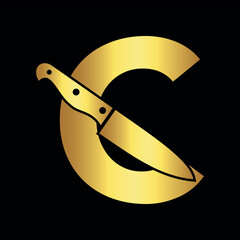 Knife Logo combine with letter W vector template