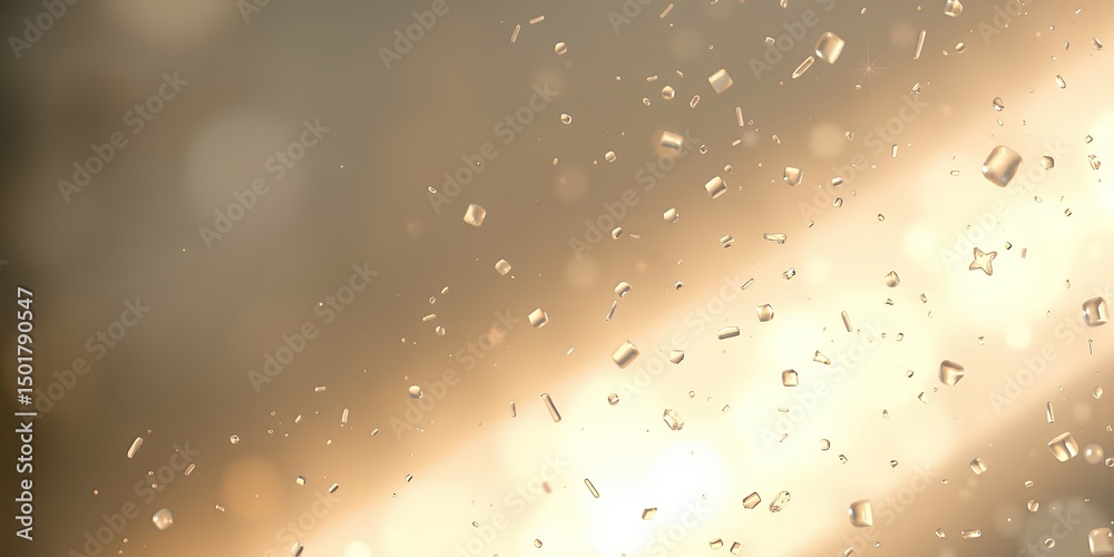 Poster abstract background featuring small cube shapes scattered with a blurred light source behind them