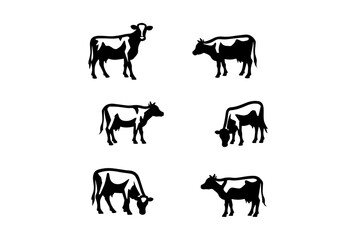 set of cow silhouettes