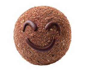Sweet chocolate smiley face dessert for joyful celebrations, cut out transparent