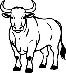 Cow silhouette and line art vector illustration.