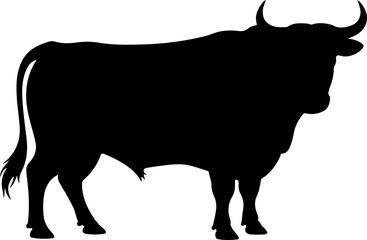 Cow silhouette and line art vector illustration.