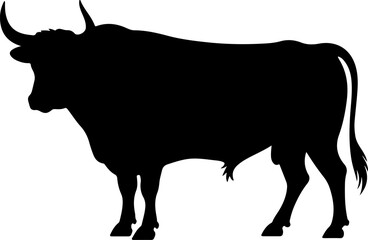 Cow silhouette and line art vector illustration.