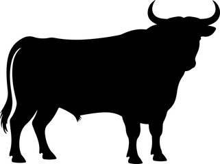 Cow silhouette and line art vector illustration.