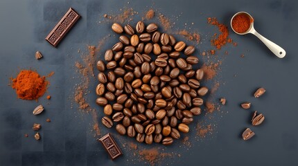 Roasted coffee beans. Food concept