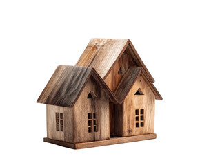 Wooden decoration of charming houses for home decor designs, cut out transparent