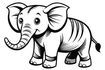 Obraz premium Cute baby elephant cartoon character vector illustration for wild safari nature design