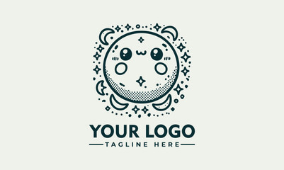 Cute chibi cartoon cat character with sparkling star eyes and adorable expression in kawaii illustration. Character concept
