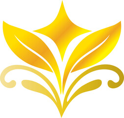 A modern golden leaf logo .