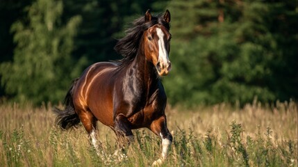 Obraz premium Majestic horse galloping freely, embodying untamed spirit and motion 