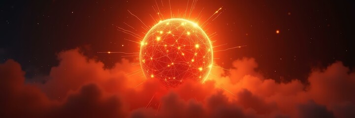 Presentation Template Image For Overheating Alerts – Red Orange Core Breach Emitting Glow Fractures And Digital Heat Visual