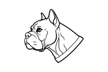 Line art illustration of a boxer head in side view.eps