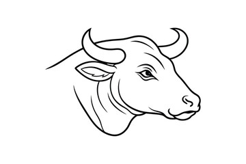Line art illustration of a buffalo head in side view.eps