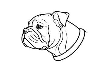 Line art illustration of a bulldog head in side view.eps