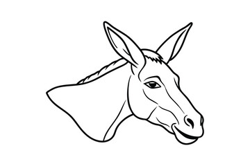 Line art illustration of a donkey head in side view.eps