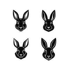 
Modern Clean Beautiful nice Rabbit head Editable icon vector design set of easter rabbits