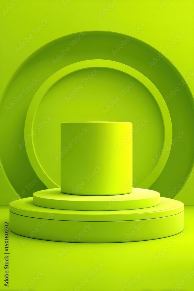 Canvas Prints minimalist lime podium display with cylinder and circles studio shot for product showcase or present
