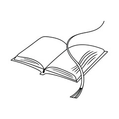 Open book with bookmark simple line art illustration education reading study concept