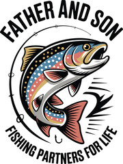 father and son fishing  graphic