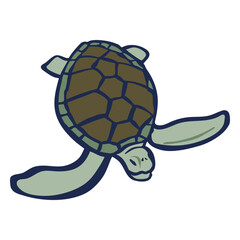 Turtle color animal flat