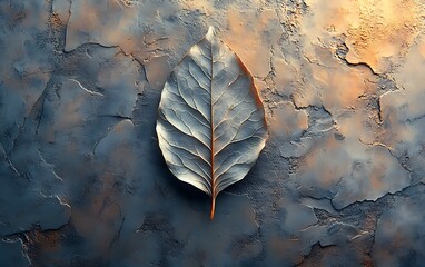 Stylish embossed leaf contemporary metal artwork