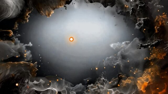 Mystical cosmic smoke swirl animated overlay, transparent 4K video, alpha channel, ProRes 4444
