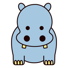 Cute blue hippo flat