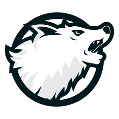 Angry wolf circle logo