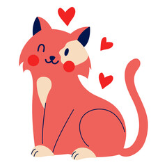 Cute winking cat flat