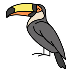 Naklejka premium Toucan tropical bird color stroke