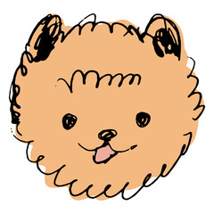 Pomeranian dog hand drawn face 