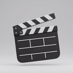 Fototapeta premium A stylized 3d rendering of a classic movie clapperboard, a universal film symbol.