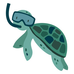 Turtle with snorkel flat