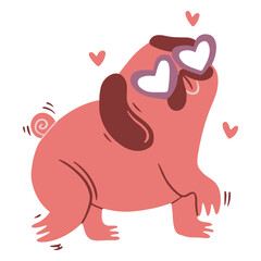 Valentine's flat dog heart glasses
