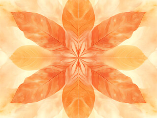 Orange on neutral background with symmetrical leaf layout 