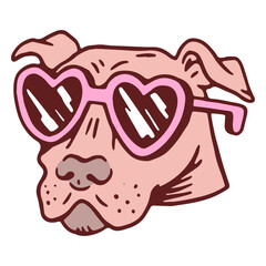 Funny dog with heart-shaped glasses