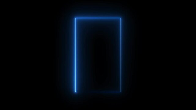 Glowing neon squire border icon, seamless loop video of glowing neon rectangles animation.