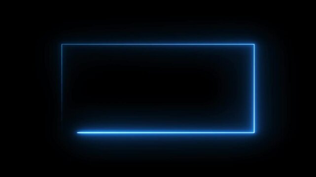 Glowing neon squire border icon, seamless loop video of glowing neon rectangles animation.