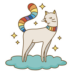Color stroke magic rainbow cat 