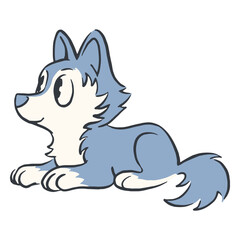 Sitting wolf cute character