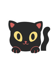 Black cat with yellow eyes