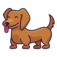 Cartoon dachshund dog with its tongue out